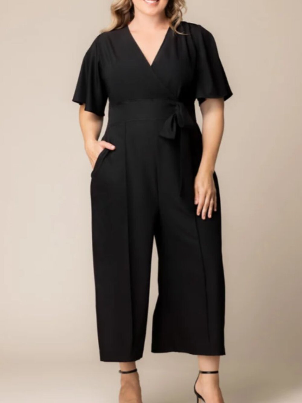 NEW Kiyonna Evelyn Cropped Leg Jumpsuit | Black